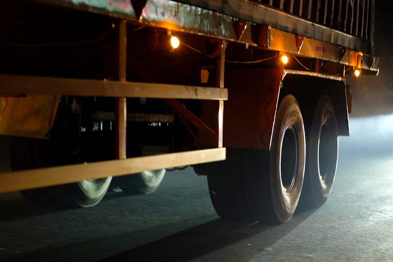 Lorry at night